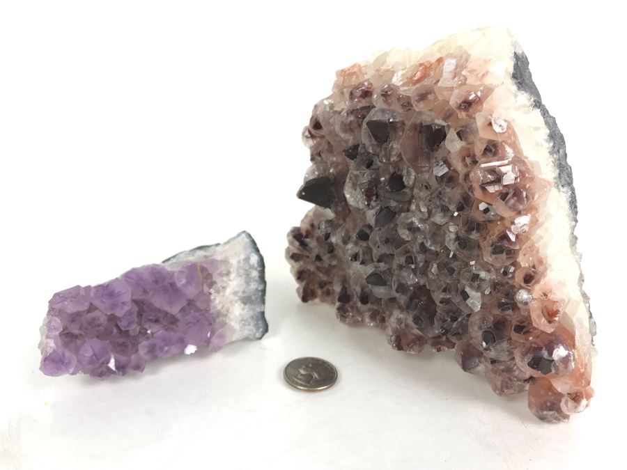 Pair Of Geode Crystal Sections With Amethyst - R 6'H [Photo 2]