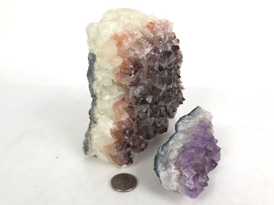 Pair Of Geode Crystal Sections With Amethyst - R 6'H [Photo 11]