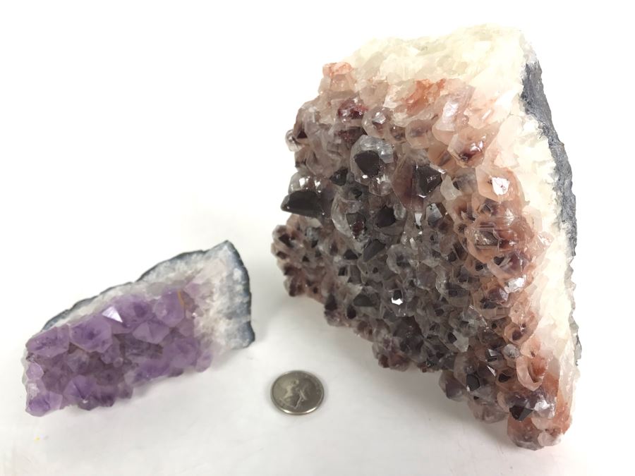 Pair Of Geode Crystal Sections With Amethyst - R 6'H