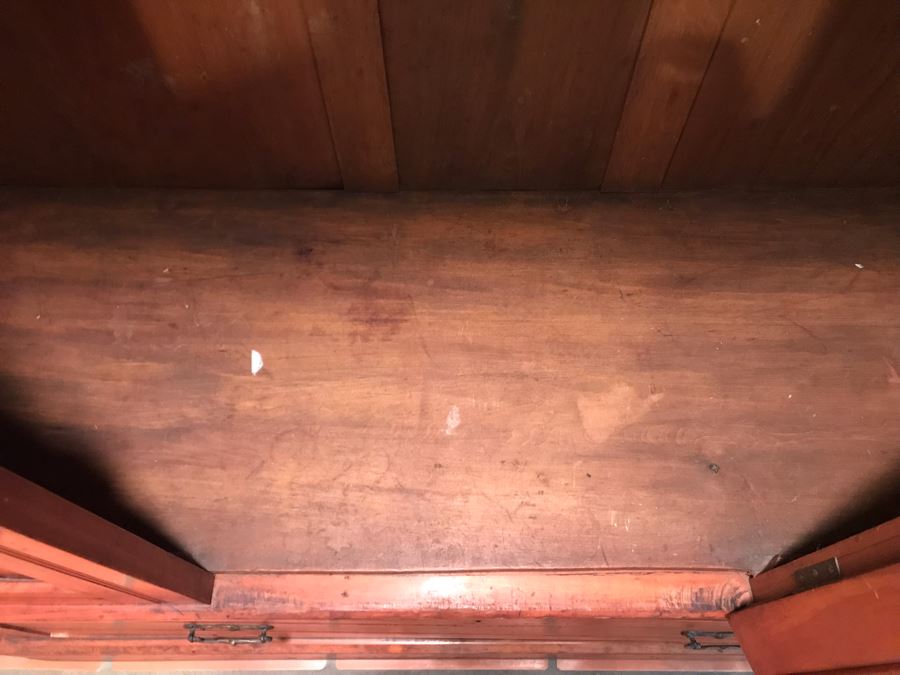 Antique 3-Piece Carved Wooden Cabinet Armoire With Beveled Glass Door And Drawer 47W X 18D X 84H - La Jolla Estate (LJE) [Photo 16]