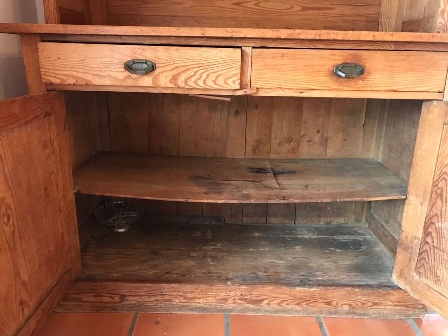 Vintage Pine 2-Piece Cabinet With Hutch 53W X 22D X 81H - LJE [Photo 11]