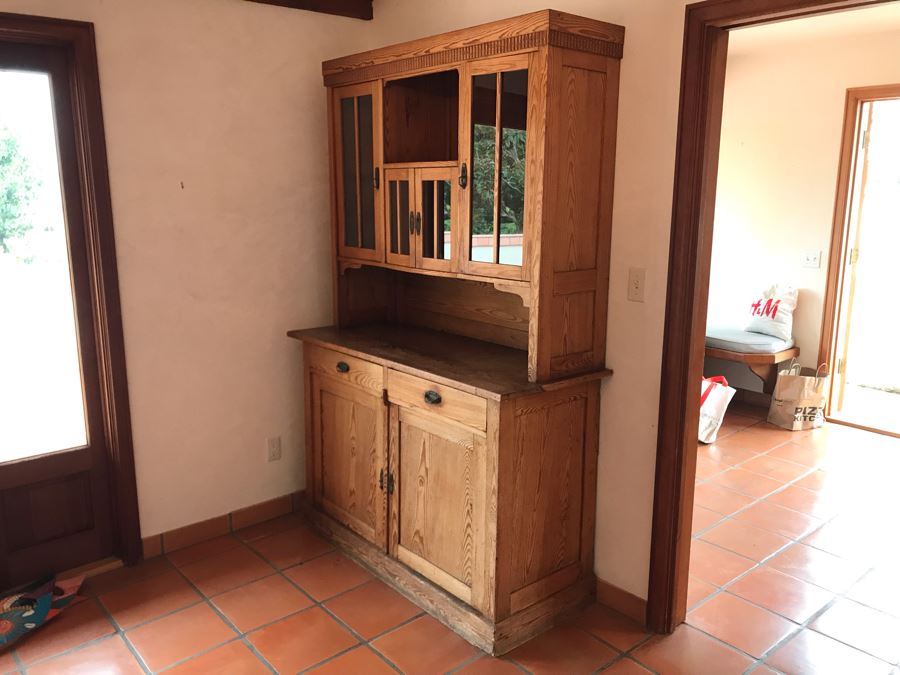 Vintage Pine 2-Piece Cabinet With Hutch 53W X 22D X 81H - LJE [Photo 4]