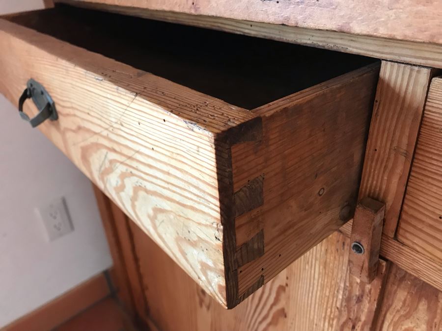 Vintage Pine 2-Piece Cabinet With Hutch 53W X 22D X 81H - LJE [Photo 9]