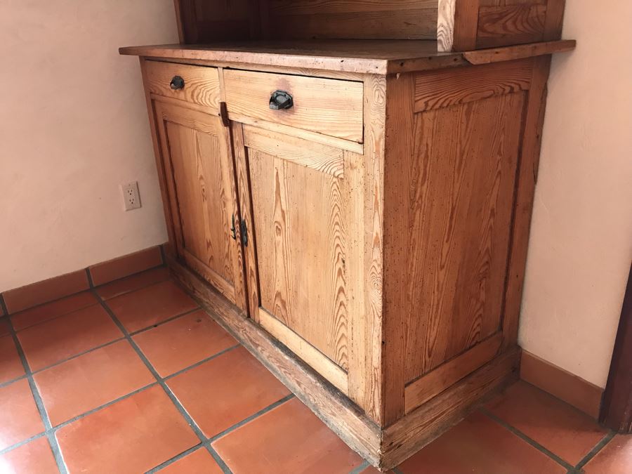 Vintage Pine 2-Piece Cabinet With Hutch 53W X 22D X 81H - LJE [Photo 5]