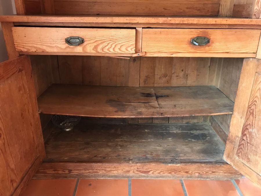 Vintage Pine 2-Piece Cabinet With Hutch 53W X 22D X 81H - LJE [Photo 12]