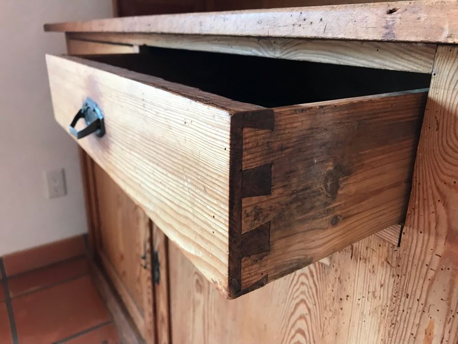 Vintage Pine 2-Piece Cabinet With Hutch 53W X 22D X 81H - LJE [Photo 8]