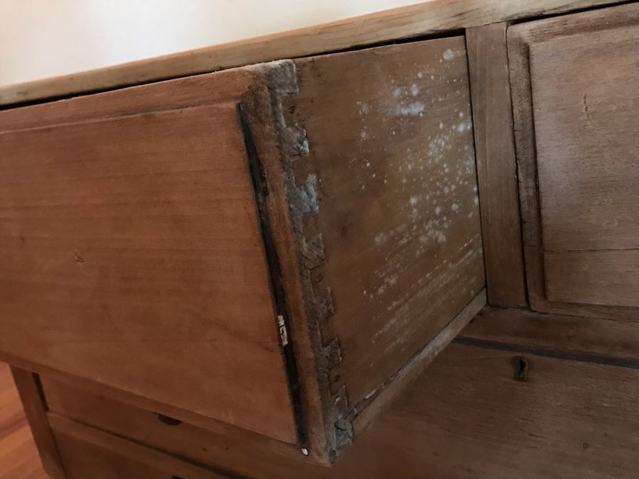 Antique Primitive Pine Bench 3-Drawer Chest Of Drawers Dresser 52W X 17D X 20H - LJE [Photo 7]