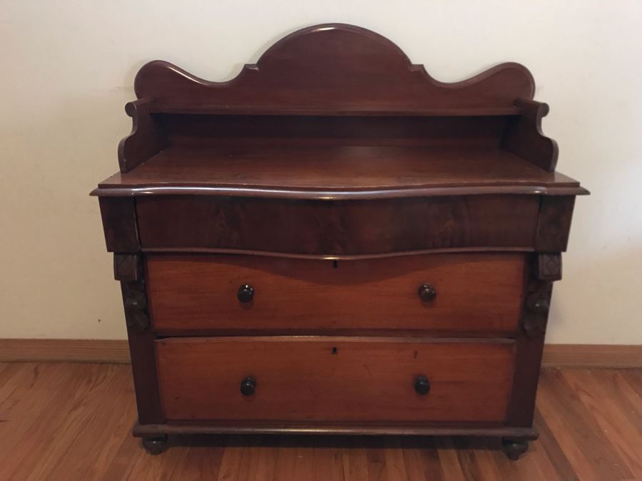 Antique English 3-Drawer Chest Of Drawers Dresser 48W X 22D X 47H - LJE [Photo 2]