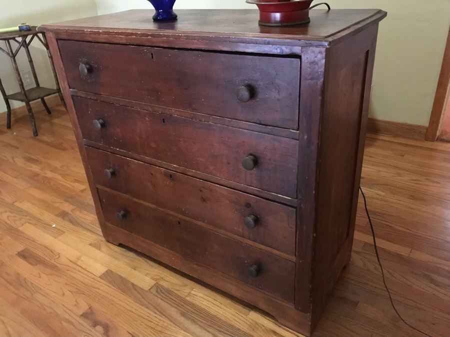 Antique Primitive 4-Drawer Chest Of Drawers Dresser 38W X 16D X 35H - LJE [Photo 5]