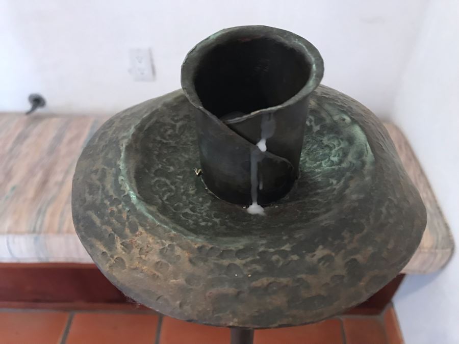 Pair Of Large Floor Standing Metal Candle Holders 4'H - LJE [Photo 5]