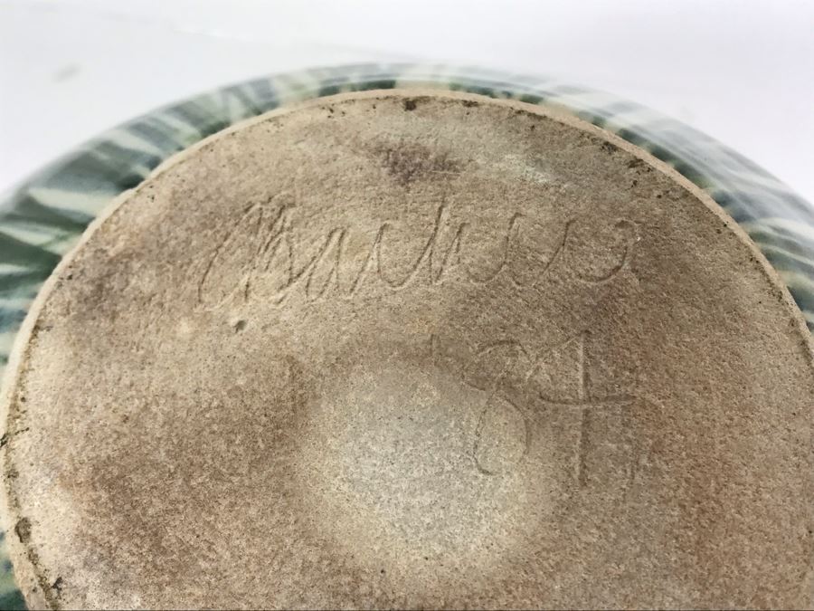 Vintage 1984 Studio Pottery Bowl Signed 10W X 6H - LJE [Photo 12]