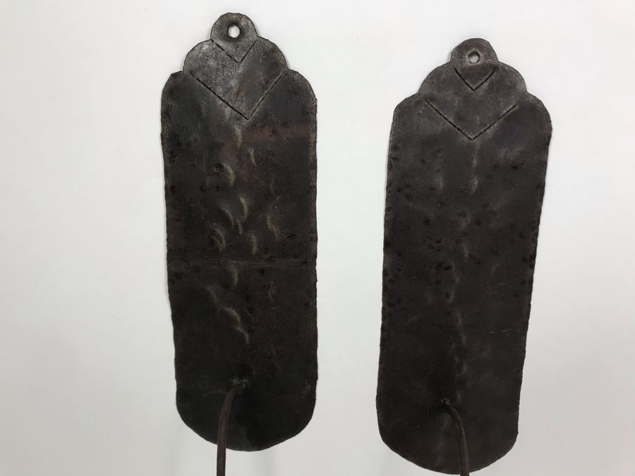 Pair Of Hammered Metal Wall Sconces 17H X 4W Made In Haiti - LJE [Photo 4]