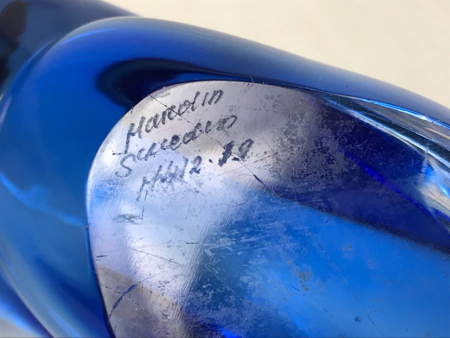 Signed Sweden Studio Art Glass Whale Figurine - LJE [Photo 8]