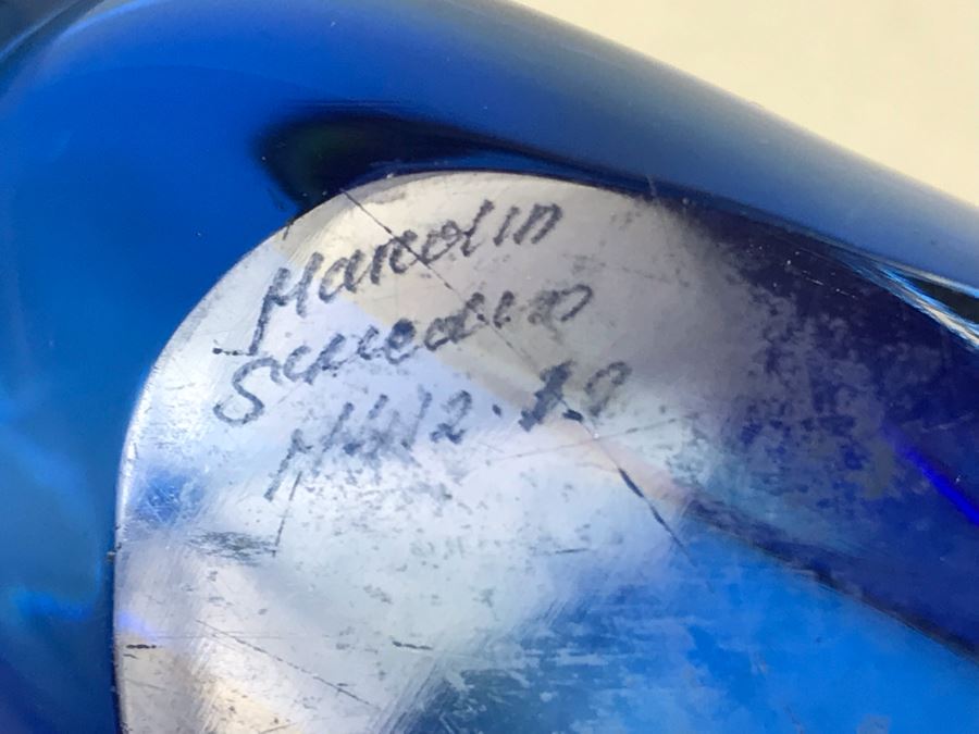 Signed Sweden Studio Art Glass Whale Figurine - LJE [Photo 9]