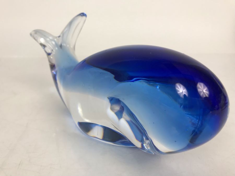 Signed Sweden Studio Art Glass Whale Figurine - LJE [Photo 5]