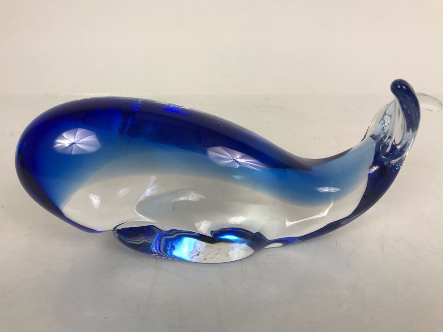 Signed Sweden Studio Art Glass Whale Figurine - LJE [Photo 3]