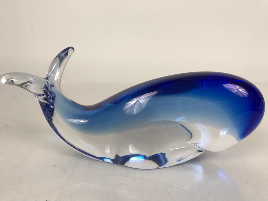 Signed Sweden Studio Art Glass Whale Figurine - LJE [Photo 6]