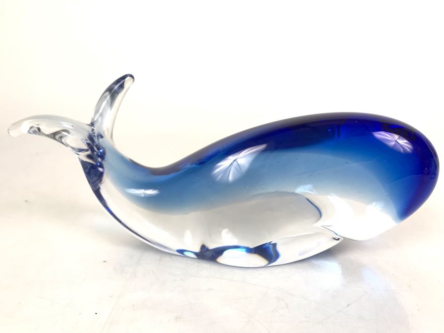 Signed Sweden Studio Art Glass Whale Figurine - LJE [Photo 7]