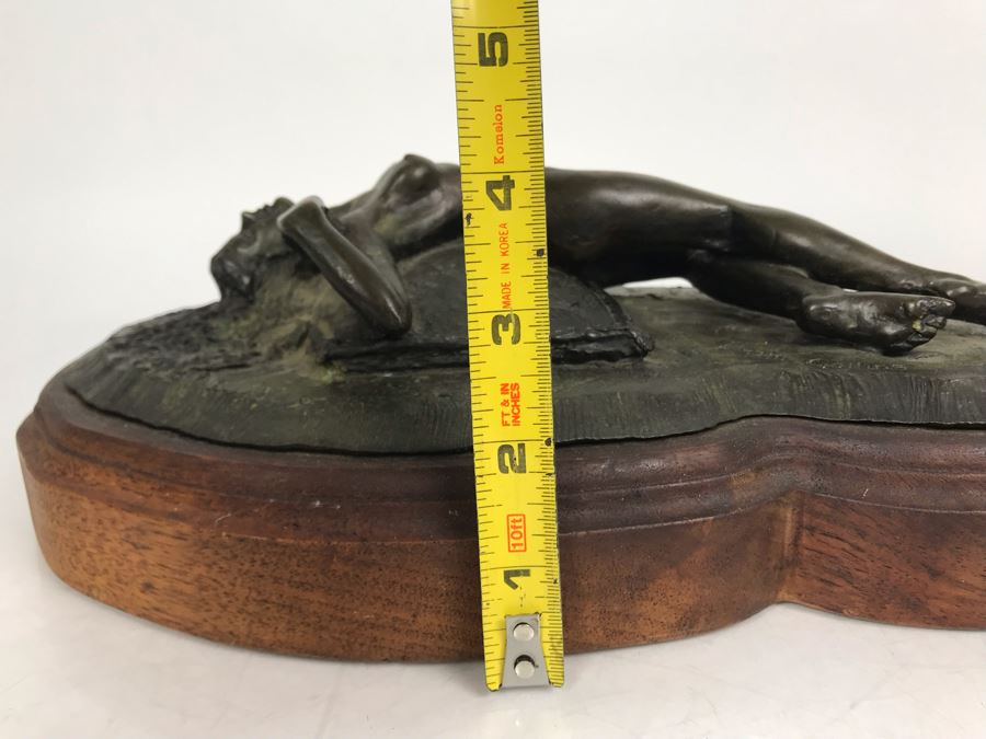 Vintage Signed Bill Collins Nude Woman Laying Down Bronze Sculpture 13W X 9D X 4H - LJE [Photo 21]