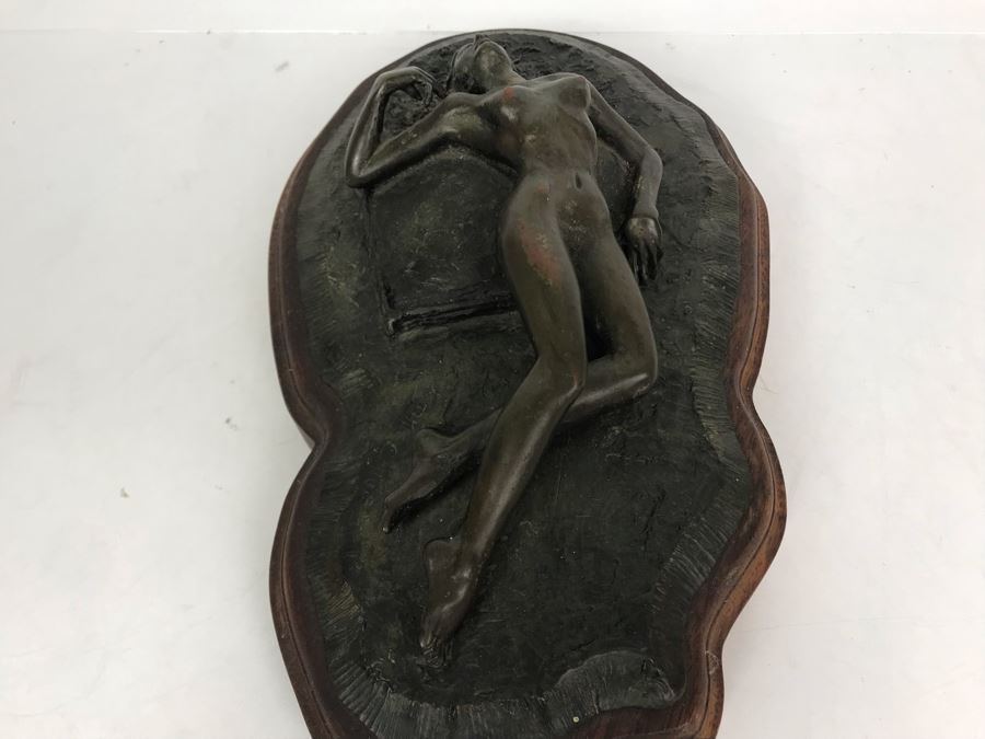 Vintage Signed Bill Collins Nude Woman Laying Down Bronze Sculpture 13W X 9D X 4H - LJE [Photo 10]