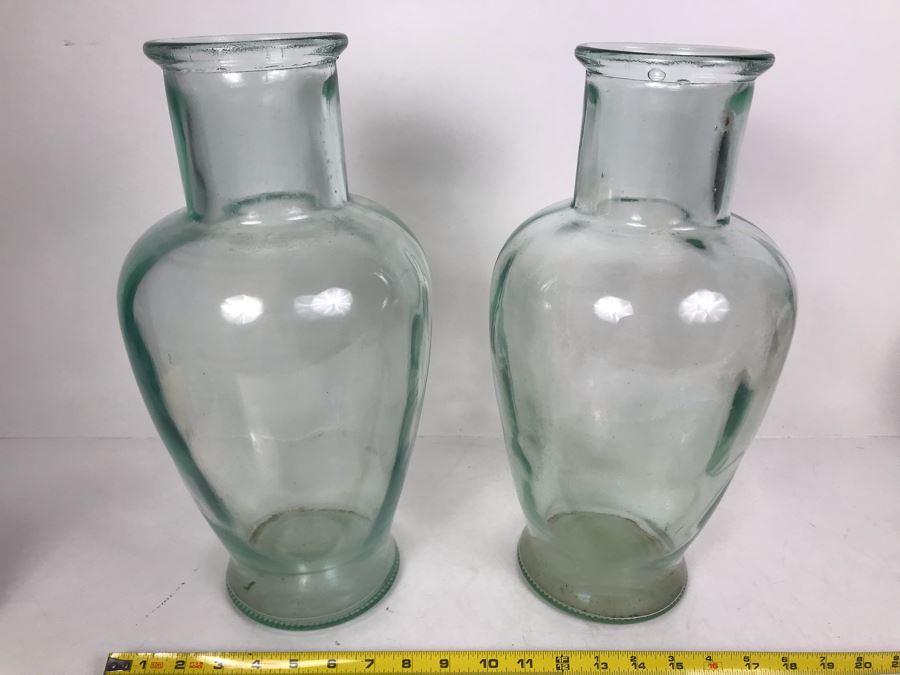 Pair Of Tall 16H Glass Vases - LJE [Photo 2]