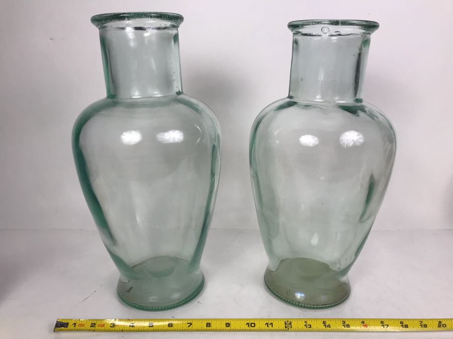 Pair Of Tall 16H Glass Vases - LJE [Photo 1]