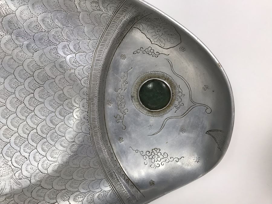 Vintage 1975 Arthur Court Polished Aluminum Fish Tray Platter 25W X 13H - LJE [Photo 3]
