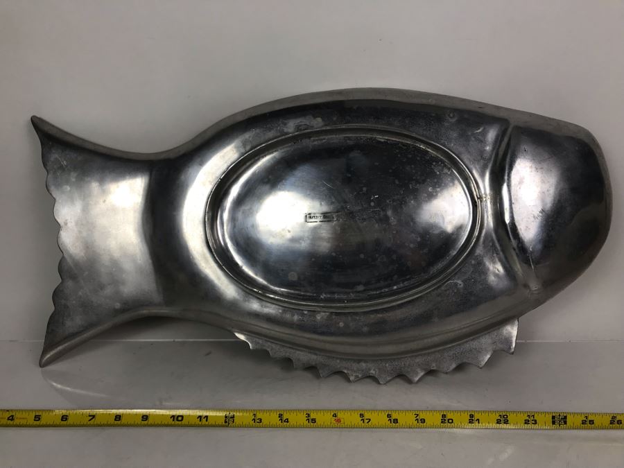 Vintage 1975 Arthur Court Polished Aluminum Fish Tray Platter 25W X 13H - LJE [Photo 8]