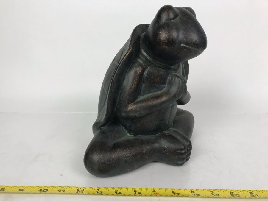 Meditating Turtle Painted Terracotta Sculpture 9.5H [Photo 3]