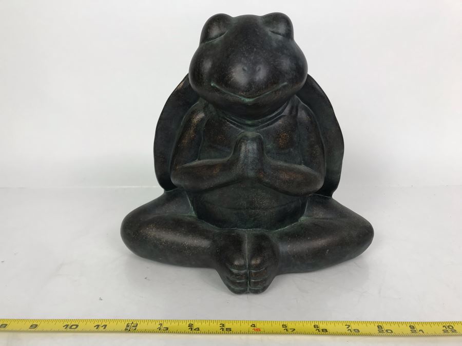 Meditating Turtle Painted Terracotta Sculpture 9.5H