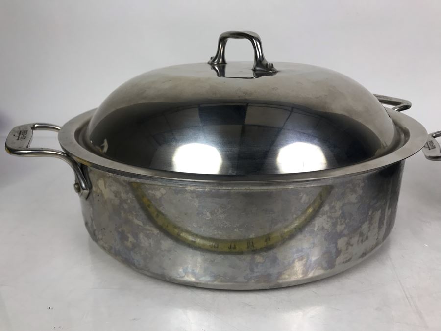 Pair Of All-Clad Stainless Steel Professional Double Handled Pots With Lids [Photo 7]