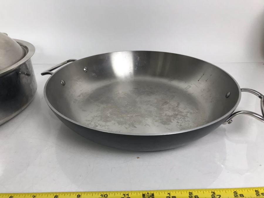 Pair Of All-Clad Stainless Steel Professional Double Handled Pots With Lids [Photo 5]