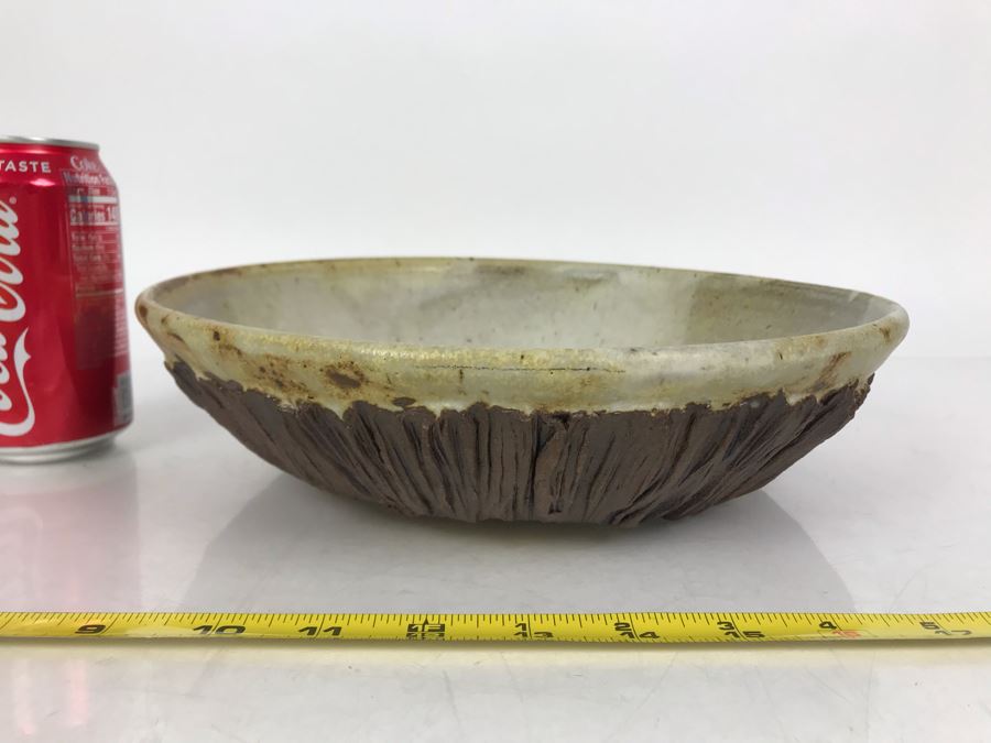 Signed Pottery Bowl 11R X 3H