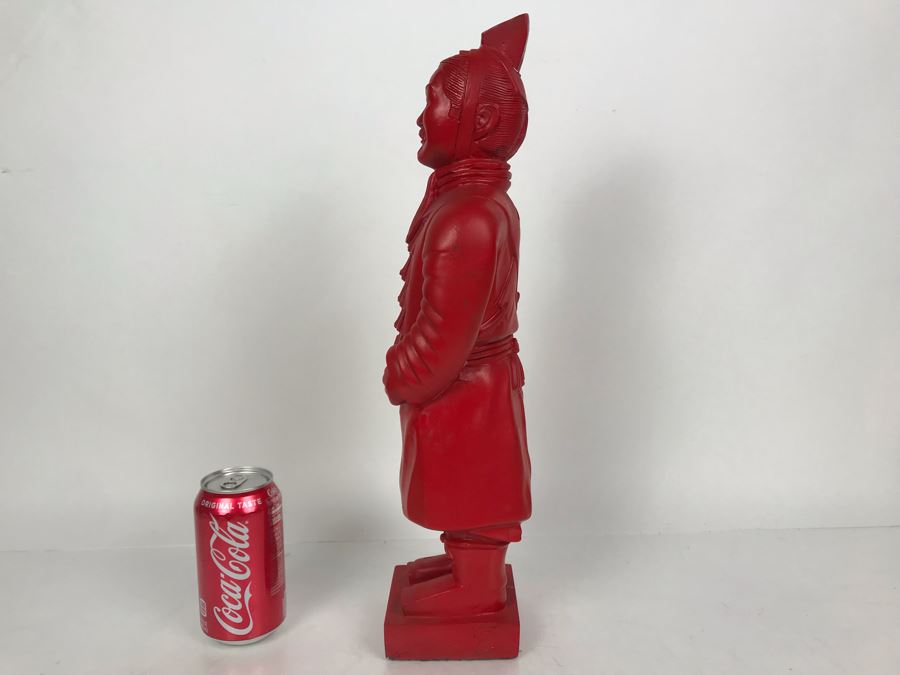 Vintage Painted Red Chalkware Chinese Figurine 18H [Photo 6]
