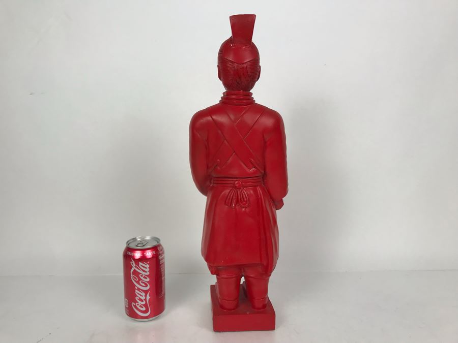Vintage Painted Red Chalkware Chinese Figurine 18H [Photo 7]