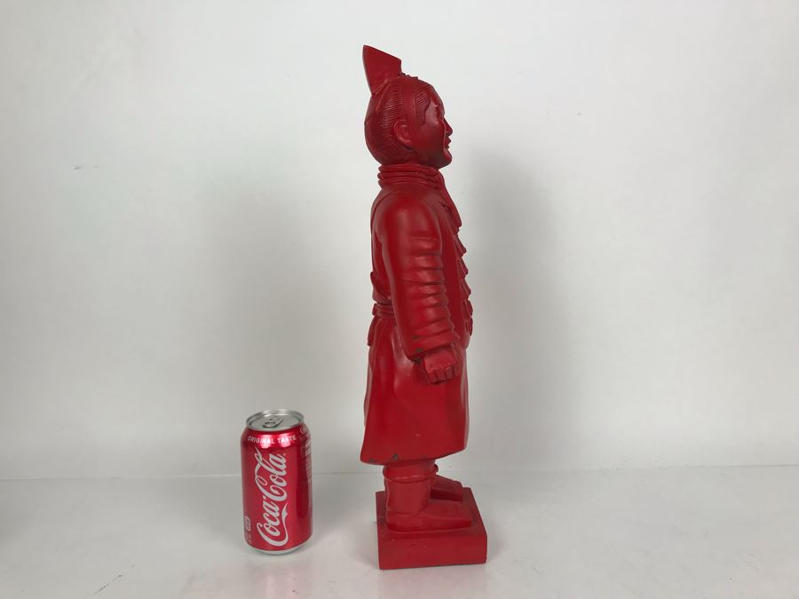 Vintage Painted Red Chalkware Chinese Figurine 18H [Photo 8]