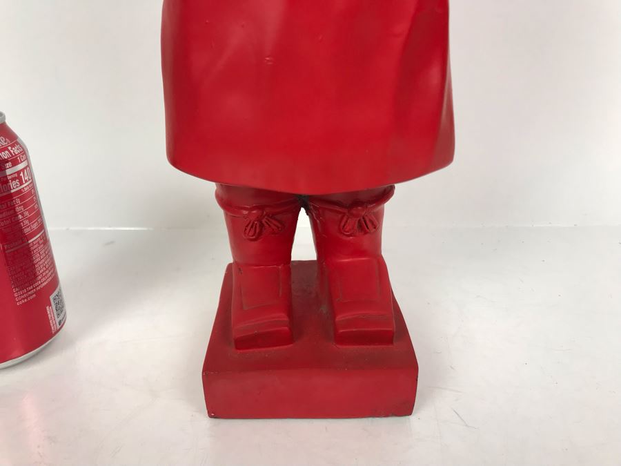 Vintage Painted Red Chalkware Chinese Figurine 18H [Photo 5]