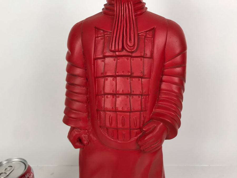 Vintage Painted Red Chalkware Chinese Figurine 18H [Photo 4]