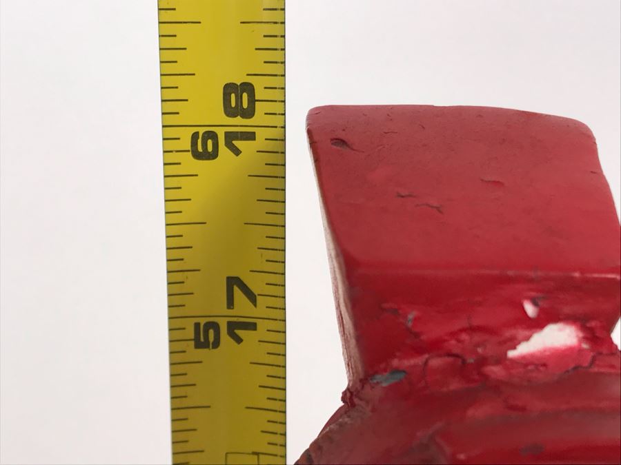 Vintage Painted Red Chalkware Chinese Figurine 18H [Photo 11]