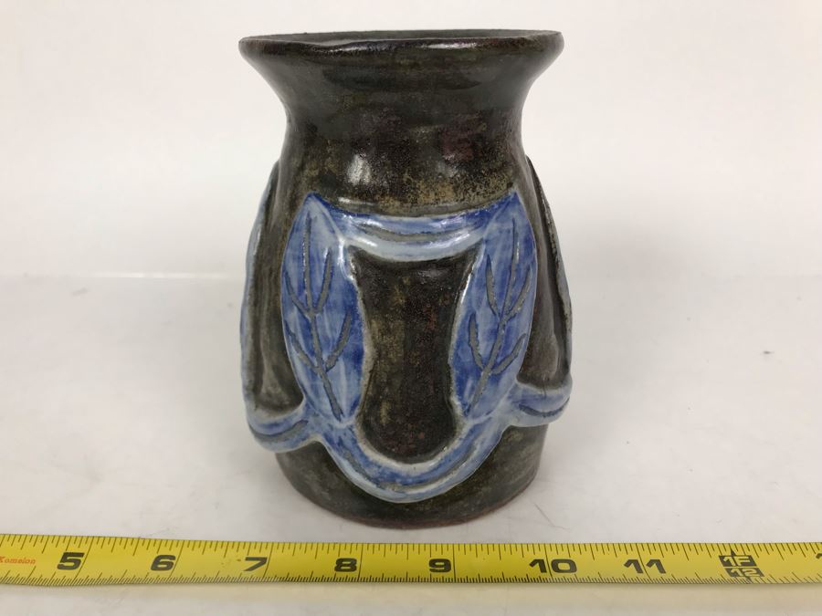 Signed Claire Art Pottery Vase 5.5H