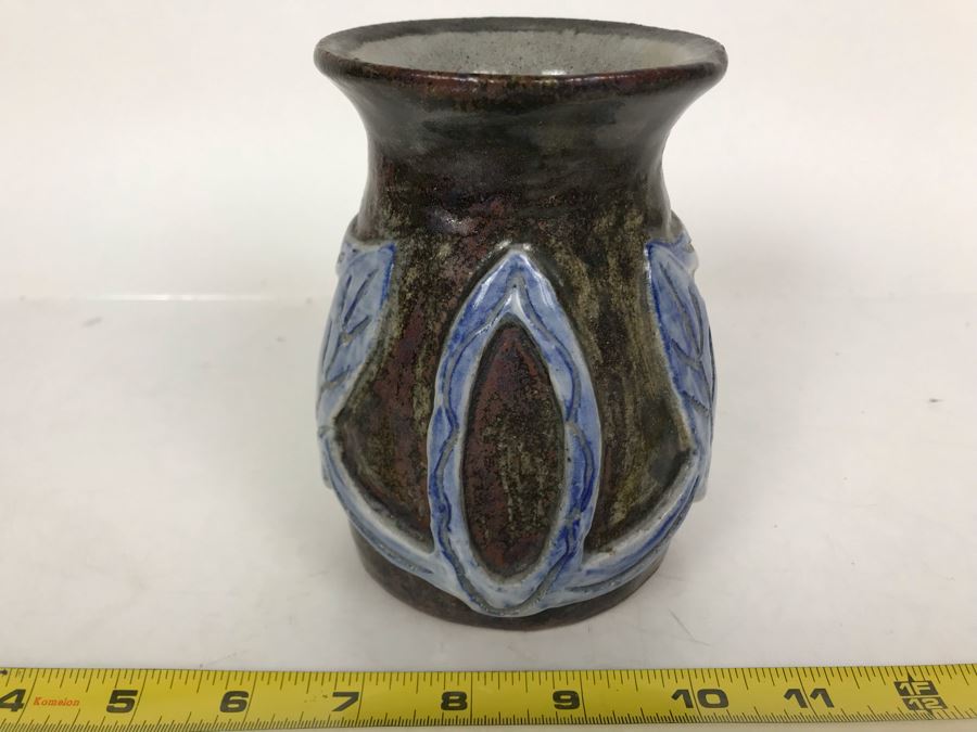 Signed Claire Art Pottery Vase 5.5h