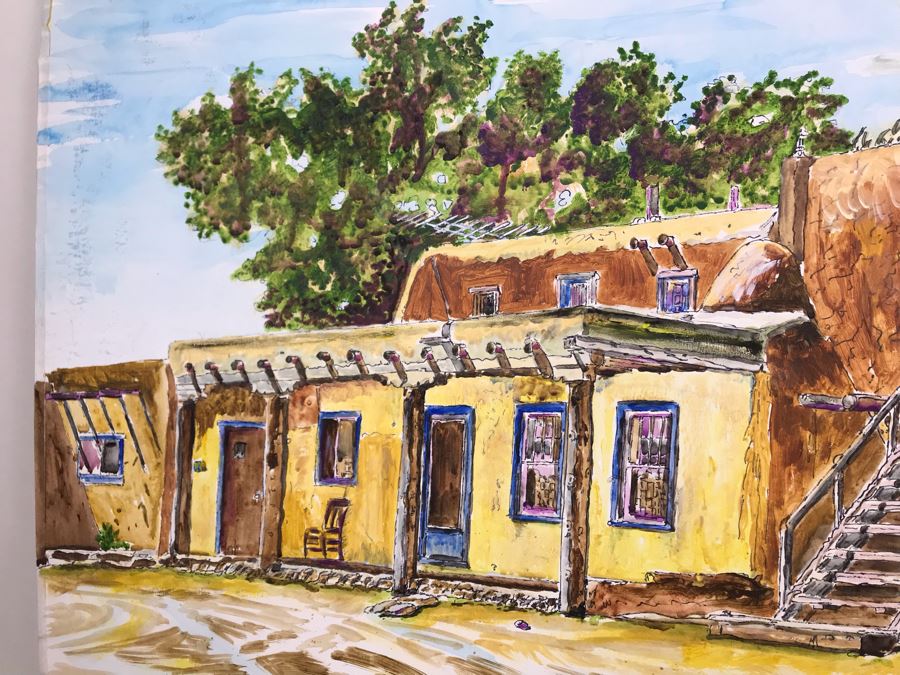 Original Signed Painting Of Native American Reservation By Maria 'Van Den Haag' Becker 40W X 32H [Photo 5]