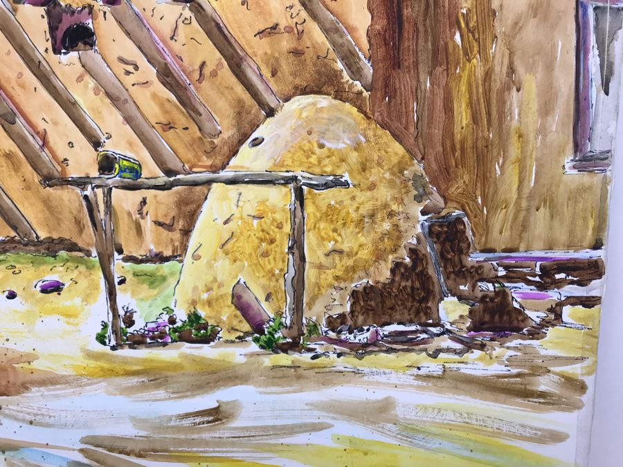 Original Signed Painting Of Native American Reservation By Maria 'Van Den Haag' Becker 40W X 32H [Photo 3]