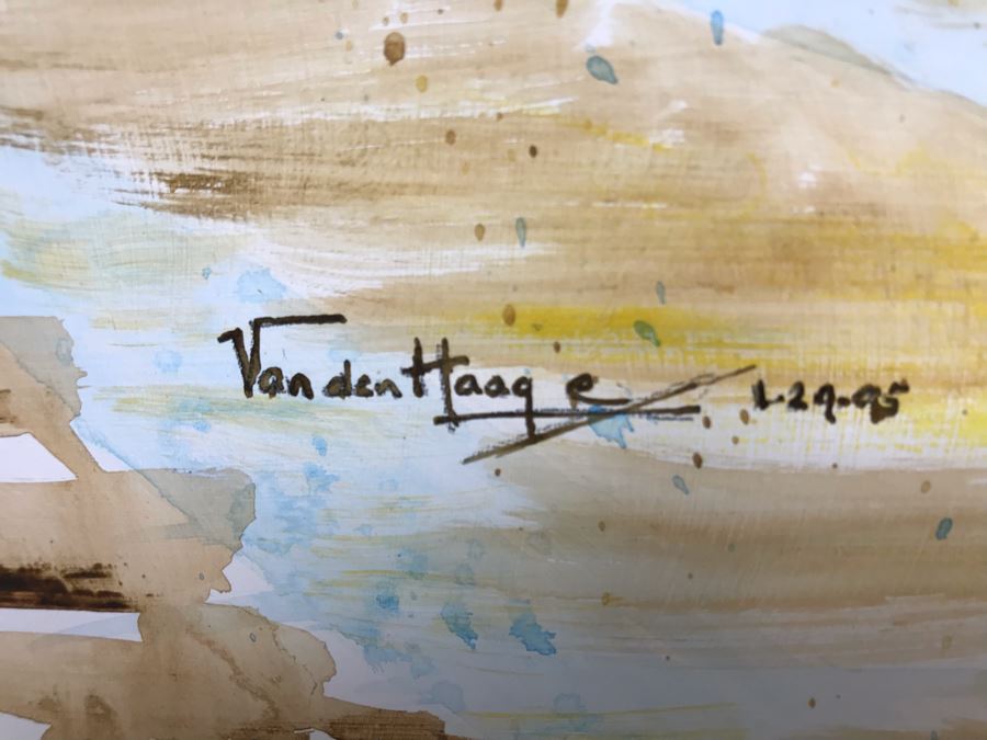 Original Signed Painting Of Native American Reservation By Maria 'Van Den Haag' Becker 40W X 32H [Photo 8]