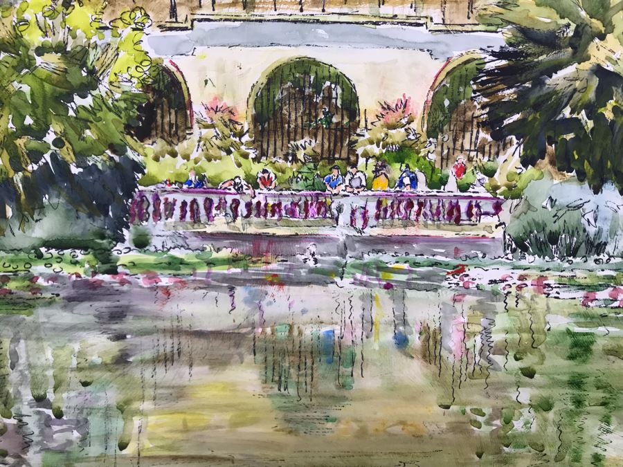 Original Signed Painting Of Balboa Park Atrium By Maria 'Van Den Haag' Becker 40W X 32H [Photo 4]