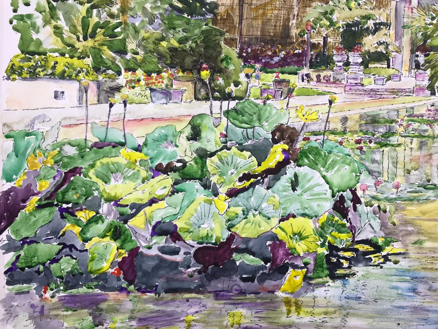 Original Signed Painting Of Balboa Park Atrium By Maria 'Van Den Haag' Becker 40W X 32H [Photo 9]