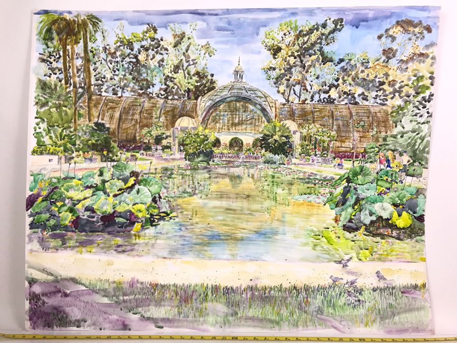 Original Signed Painting Of Balboa Park Atrium By Maria 'Van Den Haag' Becker 40W X 32H [Photo 1]