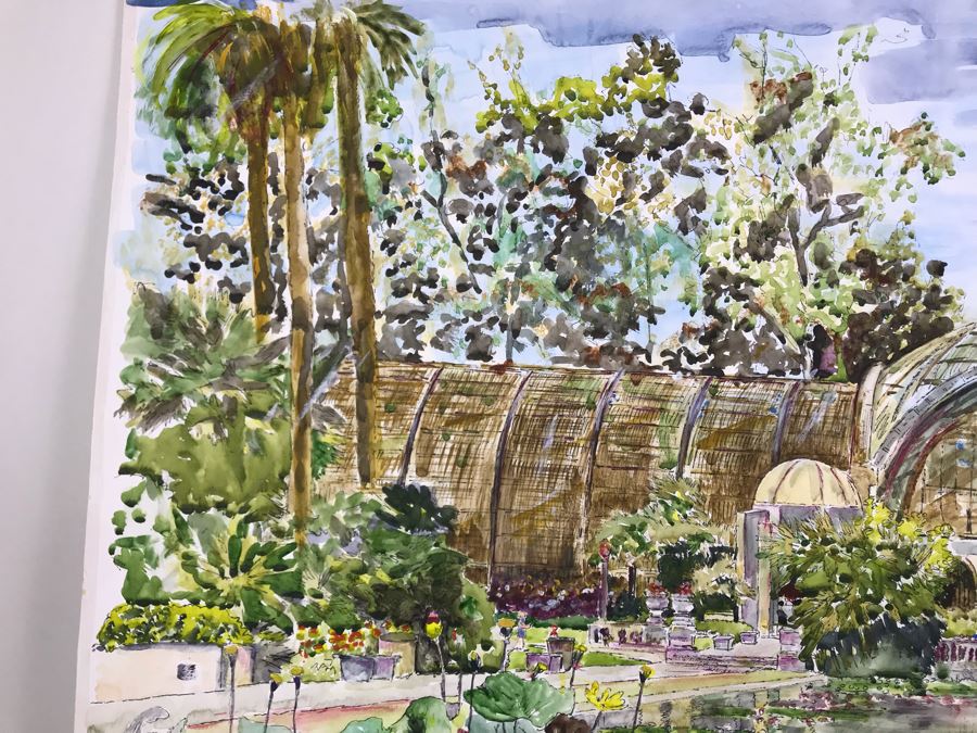 Original Signed Painting Of Balboa Park Atrium By Maria 'Van Den Haag' Becker 40W X 32H [Photo 8]