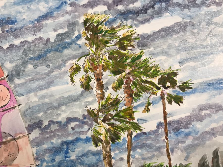 Original Signed Painting Of San Diego Bayfront With Hobie Sailboats By Maria 'Van Den Haag' Becker 40W X 32H [Photo 7]