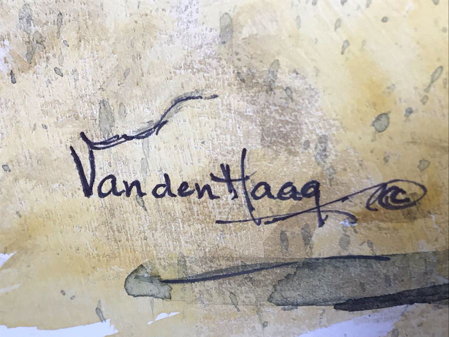 Original Signed Painting Of San Diego Bayfront With Hobie Sailboats By Maria 'Van Den Haag' Becker 40W X 32H [Photo 8]